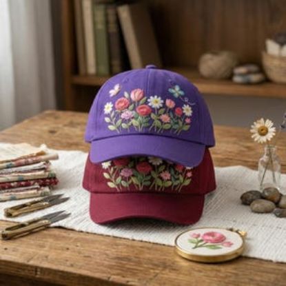 Floral Butterfly Embroidered Hat, Wildflower Baseball Cap, Aesthetic Nature Hat, Cottagecore Cap, Gift for Her, Vintage Style Flower Hat