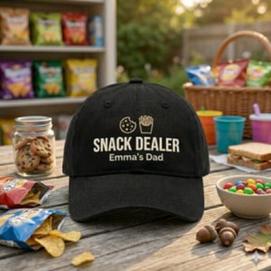Personalized Snack Dealer Dad Hat, Embroidered Baseball Cap, Papa Gift