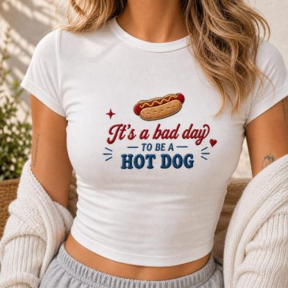 Bad Day To Be a Hot Dog Embroidered Baby Tee, Funny 4th of July Women Tank Top Shirt, USA 250 Years Birthday Tank Top Independence Day