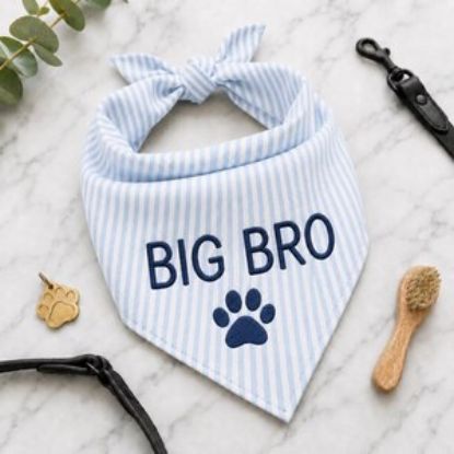 Personalized Big Bro Dog Embroidered Pet Bandana, Custom Dog Bandana Name, Puppy Scarf, Cute Pet Accessories, Big Bro Dog Bandana Gift