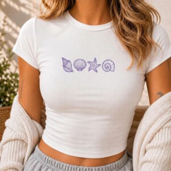 Beach Sea Embroidered Tank Top Baby Tee, Coastal Summer Women Shirt, Ocean Aesthetic Top, Beach Vacation Embroidered Tee, Seaside Babytee