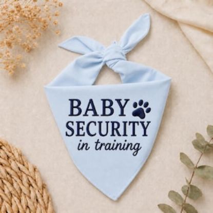 Embroidered Baby Security Dog Bandana, Baby Security In Training Pet Bandana, Pregnancy Announcement Puppy Scarf Gift, Dog Cat Bandana