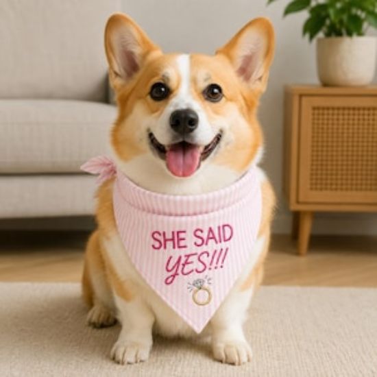 Embroidered She Said Yes Bandana for Dog Engagement Bandana Dog Engagement Announcement Dog Bandana Wedding Dog Bandana, Dog Cat Bandana