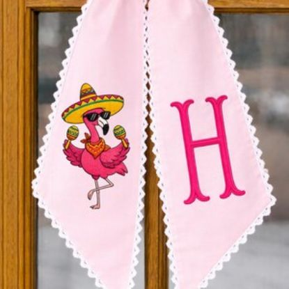 Fiesta Flamingo Cinco de Mayo Embroidered Sash Personalized, Mexican Fiesta Flamingo Sash, Lets Fiesta Mexican Holiday Custom Name Sash