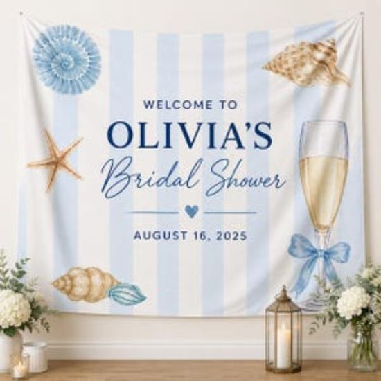 Custom Bridal Shower Coastal Banner, Bachelorette Party Banner Decor,Custom Beach Bachelorette Backdrop, Coastal Bachelorette Party Tapestry
