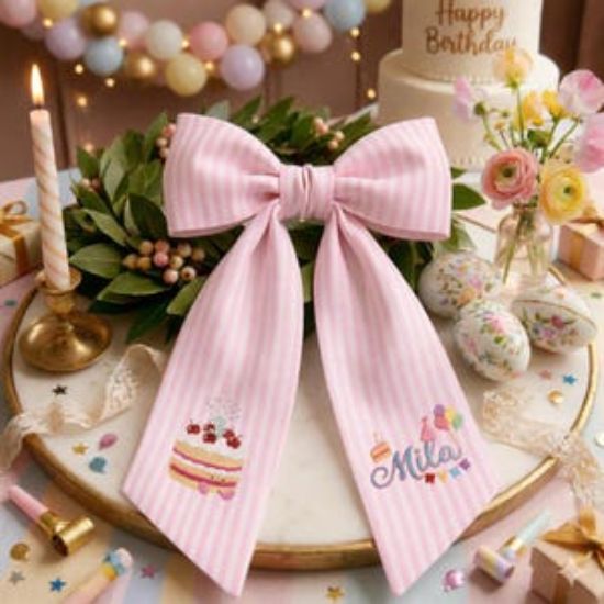 Personalized Birthday Name Sash, Embroidered Cake and Balloon Sash, Custom Party Decor, Birthday Gift, Kids Birthday Decor, Birthday Sash