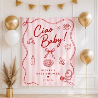 Ciao Baby Shower Banner Custom Baby Shower Sign Italian Theme Baby Shower Decor Gender Neutral Baby Banner Personalized Baby Name Banner