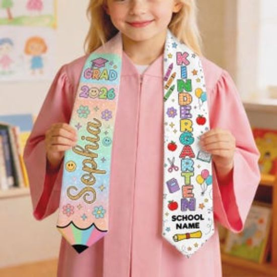 Personalized Prek Grad Kindergarten Graduation Stole Name, Class Of 2026 Stole Graduation, Preschool Graduate Sash, Toddler Grad Gifts Stole