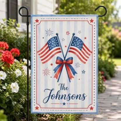 Custom Family Name Patriotic Garden Flag, Personalized USA Porch Banner, American Flag Outdoor Decor, 4th of July House Flag Independence