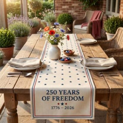 USA 250 Years Of Freedom Table Runner Decor, America 250th Anniversary Patriotic Table Decoration, 1776–2026 Independence Day Decor