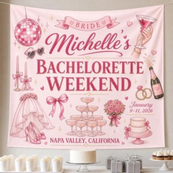 Custom Bachelorette Party Tapestry, Personalized Bach Weekend Banner, Bridal Party Backdrop Decor, Bachelorette Background, Bach Party Favor