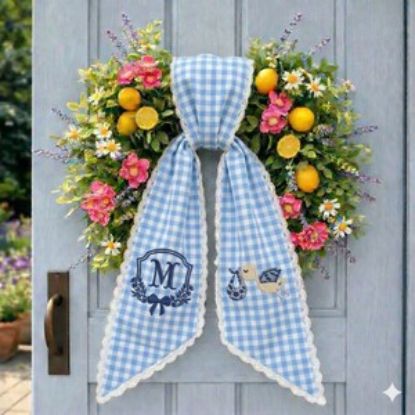 Custom Embroidered Baby Boy Stork Wreath Sash, It’s a Boy Door Bow, It's a Boy Door Bow, Custom Baby Name, Newborn Door Decor Gift