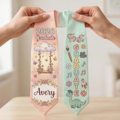 Personalized Girl Graduation Stole, Cute Pastel Kindergarten Sash Class of 2026, Custom Name Preschool Grad Stole, First Graduate Gift