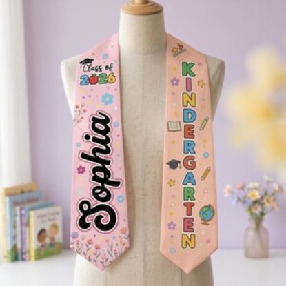 Custom Name Kid Graduation Stole, Personalized Kindergarten Sash Class Preschool Grad Stole, Kids Graduation Gift, Graduation Children