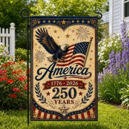 250th Anniversary Patriotic Eagle  Garden Flag 1776–2026, American Independence Celebration Decor, Vintage Stars Porch Flag, USA Outdoor