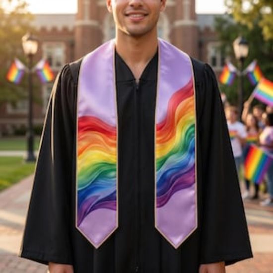 Custom Pride Graduation Stole, Rainbow LGBTQ Sash 2026, Personalized Name Grad Stole, Pride Month Gift Custom Grad 2026
