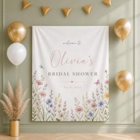 Custom Wedding Banner Wildflower Bridal Shower Decorations Bride in Bloom Boho Bridal Shower Backdrop Wedding Shower Banner Custom Sign