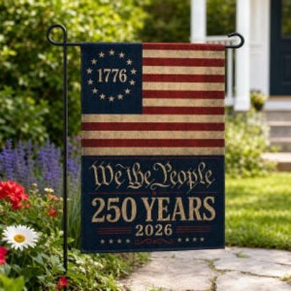 250th Anniversary Patriotic Garden Flag 1776–2026, American Independence Celebration Decor, Vintage Stars Porch Flag, USA Heritage Outdoor