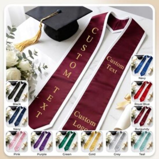 Custom Text Logo Graduation Stole, Your Design Stoles Graduate Sash Class of 2026, Custom Grad 2026, Personalized Graduation Stole