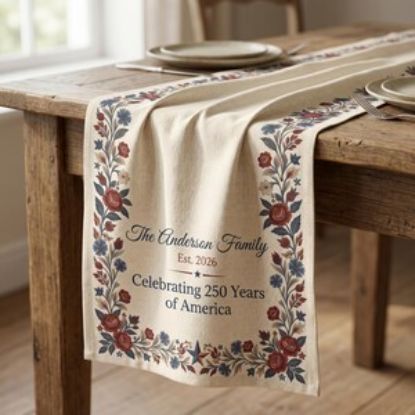 Personalized Celebrating 250 USA 250 Years Table Runner, America 250th Anniversary Patriotic Table Cloth, 1776–2026 Independence Day Decor