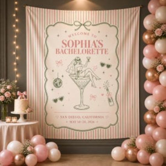 Custom Bachelorette Party Tapestry, Personalized Bride Banner, Bridal Shower Backdrop, Bach Weekend Decor, Social Club Bachelorette Sign