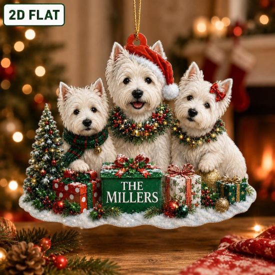 Personalized West Highland Terrier Christmas Ornament, Custom Westie Dog Family Ornament, Pet Lover Gift, Dog Mom Keepsake, Holiday Decor