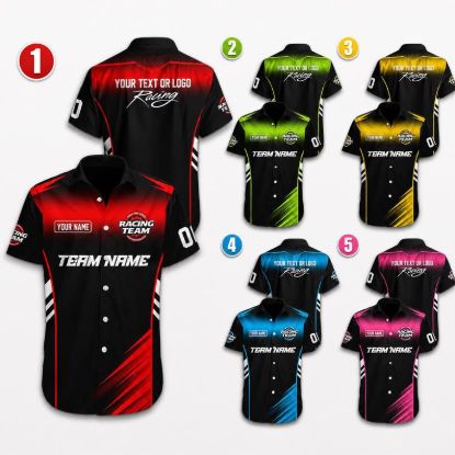 Custom Racing Work Shirt, Personalized Pit Crew Uniform, Team Logo Button Up Shirt, Motorsport Mechanic Gift, Father's Day Gift for Dad