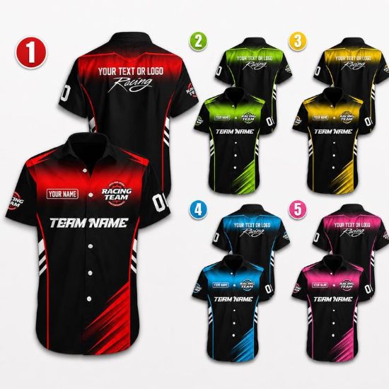 Custom Racing Work Shirt, Personalized Pit Crew Uniform, Team Logo Button Up Shirt, Motorsport Mechanic Gift, Father's Day Gift for Dad