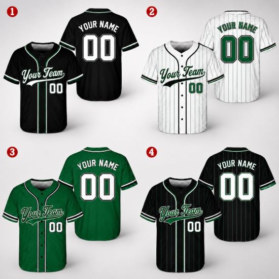 Personalized Green Baseball Jersey, Custom Team Jersey, Custom Name Number Baseball Shirt, Softball Uniform, Men's Women's Gift