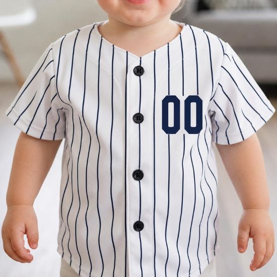 Custom Kids Baseball Jersey, Personalized Name Number Jersey, Pinstripe Toddler Baseball Shirt, Youth Team Uniform Gift, Birthday Jersey