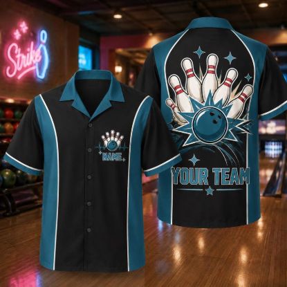 Personalized Team Bowling Shirt, Personalized Retro Bowling Jersey, Team Name Button Down Shirt, Men Women Bowling Uniform Gift Family