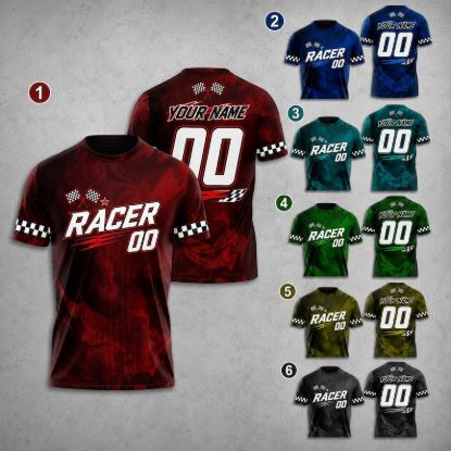 Personalized Racing Shirt, Custom Racer Name & Number T-Shirt, Checkered Flag Race Tee, Motorsport Gift, Adult Kids Racing Team Shirt