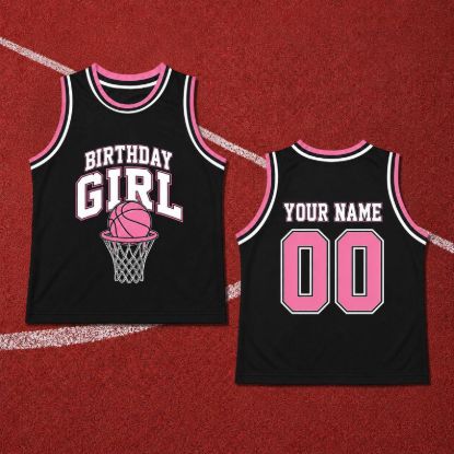 Personalized Birthday Girl Basketball Jersey, Custom Pink Basketball Tank Top, Girls Sports Birthday Shirt, Party Outfit, Basketball Kid