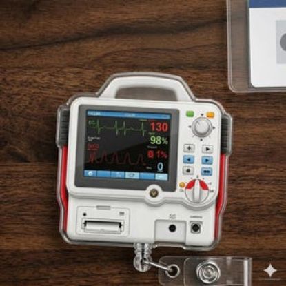Cardiac Monitor Badge Reel, ECG Heartbeat Clip, Nurse EMT Medical Keychain Phone Charm