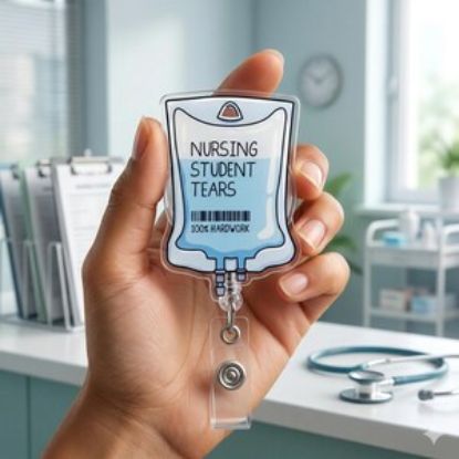 Nursing Student Tears Badge Reel, Funny IV Bag Holder, Acrylic Healthcare Accessory