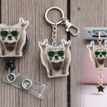 Funny Raccoon Badge Reel Rock On, Cute Trash Panda Keychain Phone Charm Plug, Sassy Animal Badge Holder, Coworker Gift, Cute Humor Gift
