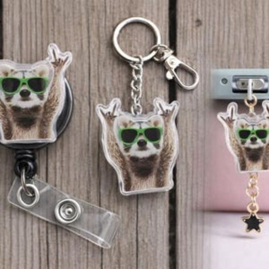 Funny Raccoon Badge Reel Rock On, Cute Trash Panda Keychain Phone Charm Plug, Sassy Animal Badge Holder, Coworker Gift, Cute Humor Gift