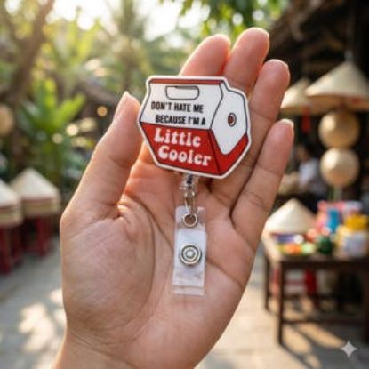 Funny Cooler Badge Reel, Summer Pun Gift, Nurse Keychain, Acrylic Holder