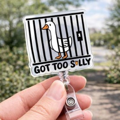 Goose Badge Reel, Chaotic Humor Holder, Meme Keychain, Acrylic Accessory