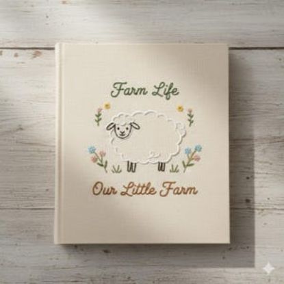 Personalized Sheep Embroidered Journal, Handmade Linen A5 Notebook with Custom Name, Cozy Farmhouse Gift