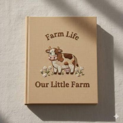 Personalized Cow Embroidered Journal, Handmade Linen A5 Notebook with Family Name, Farm Life or Homestead Gift