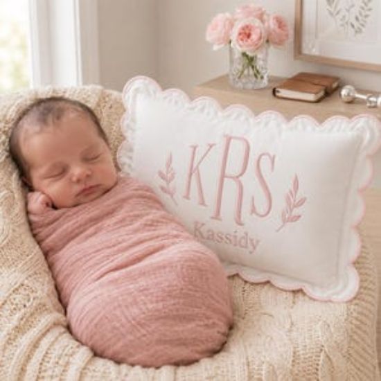 Personalized Monogram Pillow Cover, Custom Text Embroidered Cushion, Nursery Name Pillow, Dorm Room Gift, Personalized Baby Gift