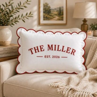 Custom Embroidered Pillow, Family Name Cushion, Personalized Anniversary Gift for Newlyweds, Bridal Shower Gift, Housewarming Gift