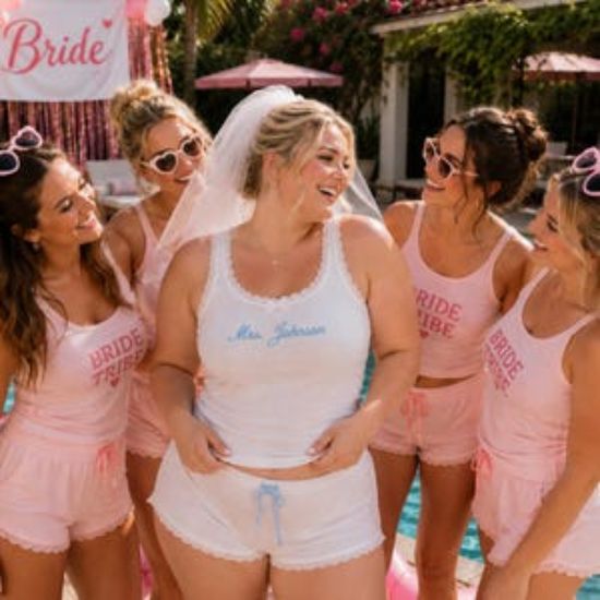 Personalisiertes, besticktes Braut-Tanktop | Individuelles Spitzen-Top | Geschenk zum Junggesellinnenabschied | Outfit für den Junggesellinnenabschied
