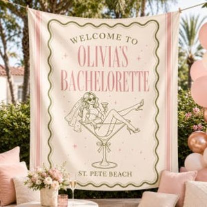 Custom Bachelorette Tapestry Banner, Personalized Bachelorette Party Decor, Bride Party Sign, Bridal Shower Backdrop, Social Club