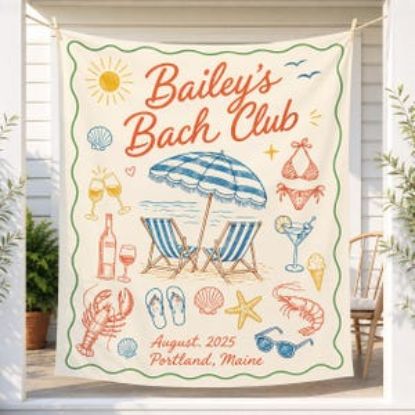 Custom Beach Club Bachelorette Tapestry,Coastal Themed Bachelorette Party Banner, Miami Bach Club,Bridal Decor Party Shower,Bride To Be Gift
