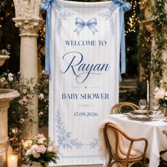 Personalised Baby Shower Welcome Sign Decor Party, Fabric Baby Banner, Custom Baby Shower, Baby in Bloom Sign, Floral Baby Shower Backdrop