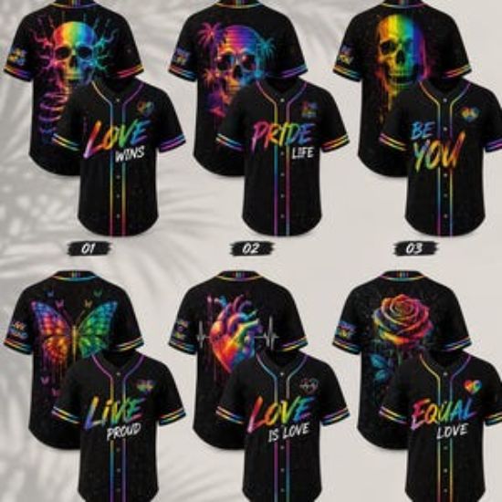 Personalized Pride Baseball Jersey, Rainbow Skeleton Shirt, LGBT Jersey, Love Is Love Gift, Custom Name Number Jersey shirt
