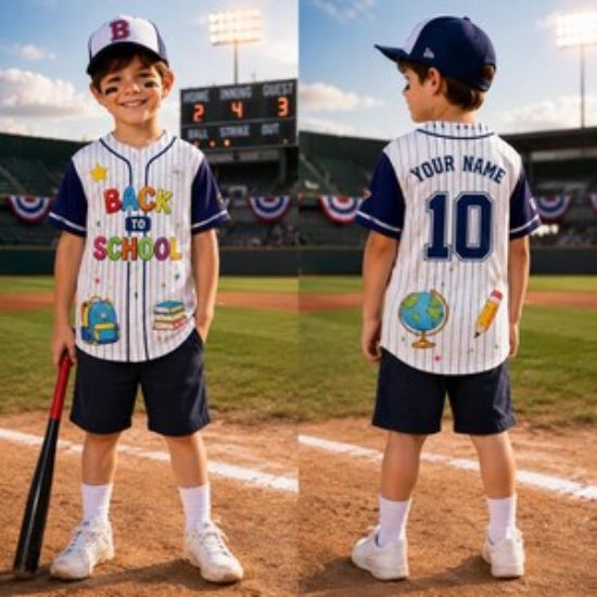 Personalized Back To School Kid Baseball Jersey, Custom Grade School Shirt, Custom Name Number Jersey shirt, First Day Of School Outfit