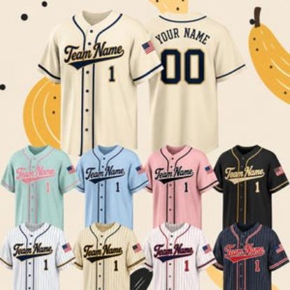 Custom Baseball Jersey, Personalized Name Number Toddler Bananas Shirt, Funny Yellow Team Uniform Gift for Boys Girls Jersey Shirt
